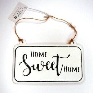 GANZ Home Sweet Home Hanging Sign Rustic Farmhouse Black & White  NWT